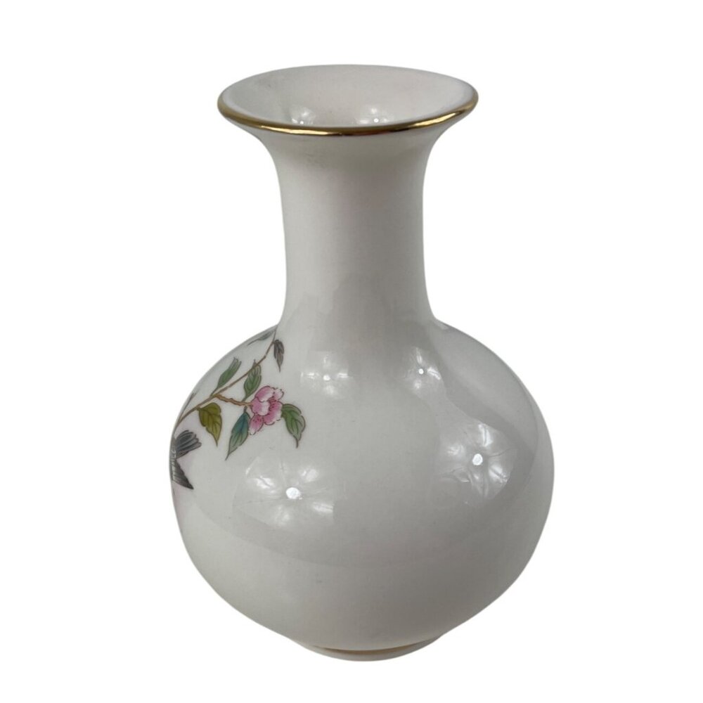 Yamaji Japan 6" Porcelain Vase Bird w/Cherry Blossoms - Picture 4 of 12
